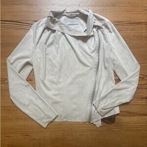 Blank NYC beige faux suede asymmetrical full zip womens jacket SIZE S